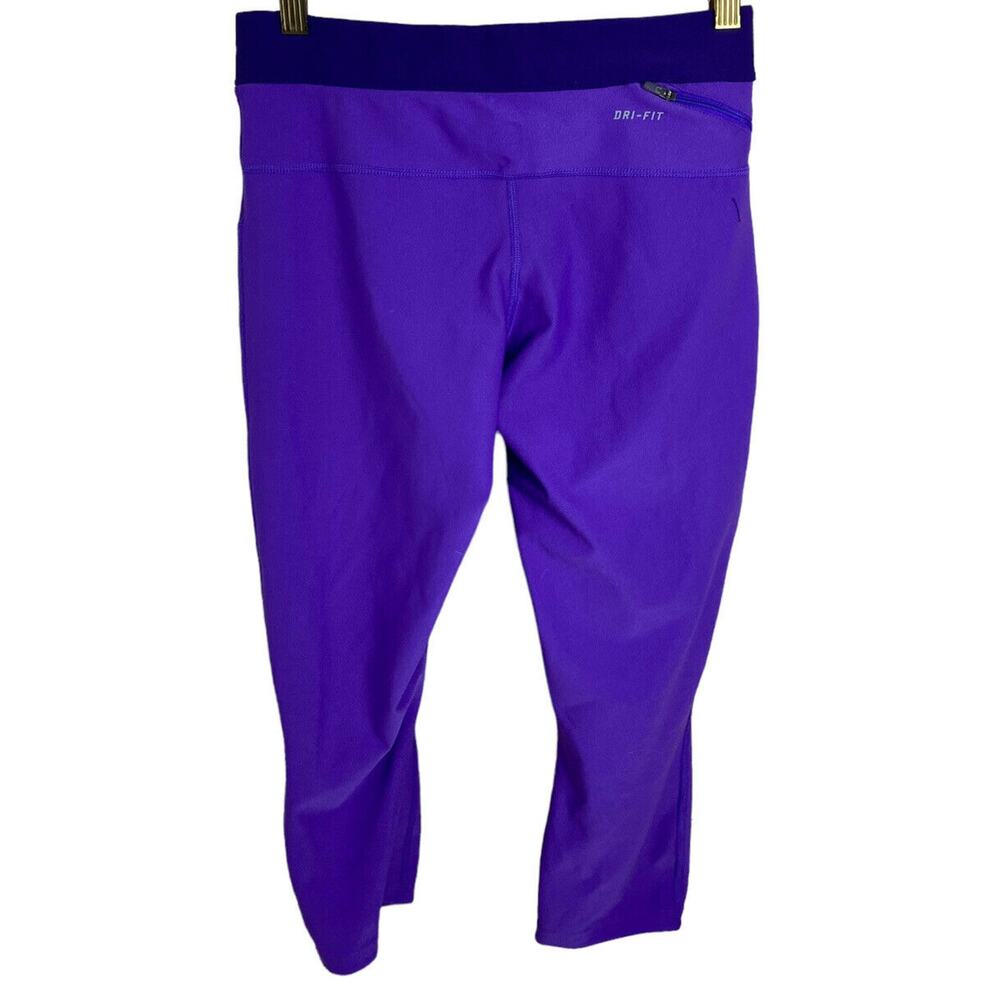 Nike Dri-Fit Purple Athletic Leggings Sz M Crop Fitted Yoga Gym Bottoms - Picture 6 of 6